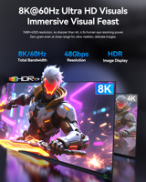 Câble optique actif HDMI 2.1 8K/60Hz 4K/240Hz HDR 48 Gbps avec coque en alliage de zinc de qualité professionnelle pour moniteur, téléviseur, projecteur, PS5
