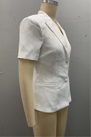 Blazer Wanita Lengan Pendek Model Jas Kerah Notch Dua Kancing Saku Samping Slim Fit Kasual Kantor Jaket Luar Wanita