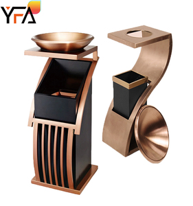 S-Style Outdoor Luxury Hotel Lobby Stainless Steel Standing Trash Can with Ashtray Black and Silver Waste Bin Ash Bucket