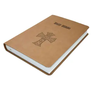OEM Book Printing House Vendas De Fábrica Personalizado Tamanho Grande PU Couro Soft Cover Embossing Mini Bíblia
