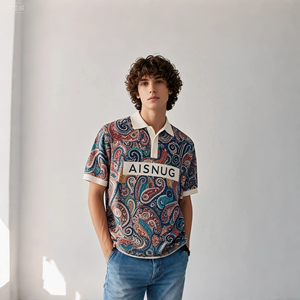 Pattern Paisley all'ingrosso personalizzati in tessuto misto poliestere Spandex maniche corte <span class=keywords><strong>Polo</strong></span> da uomo - Product Image 2