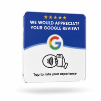 Carte de demande de révision NFC en acrylique avec support de lecture rapide, puces NTAG213/215 RFID 13,56 MHz pour affichage sur la réception d'hôtels, spas, cliniques et salles d'exposition