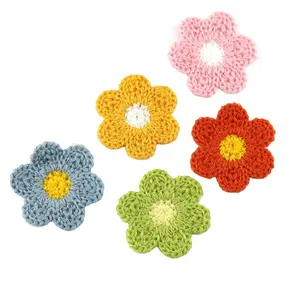 3.7Cm Kleurrijke Geborduurde Bloem Kleine Gehaakte Bloem Accessoires Voor Kleding, Tas, Schoenen En Haarbanden