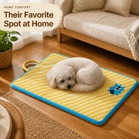 Lit pliable imperméable et respirant pour chiens et chats, motif rayé, utilisation estivale, housse lavable, fond antidérapant