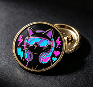 Pin Redondo Esmaltado de Gato, Insignia Metálica para Solapa, Tono Dorado, Coleccionable para Eventos de Fans y Cosplay - Product Image 3