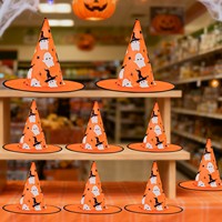 Cappello da strega viola con stampa fantasma di Halloween, cappello da mago a punta, accessorio per costume da festa cosplay