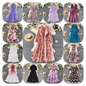 Nuovi arrivi di moda estiva Casual senza maniche blu senza schienale ampio stampa floreale abiti a strato lungo con stampa Mini stampa digitale intrecciata - Product Image 1