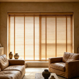 Persianas Venecianas de Aluminio con Acabado de Madera de 50 mm, Impermeables, Imitación Madera, Metálicas, para Ventanas Francesas, Opacas, con Batería de Litio, Modernas, Aislantes del Calor - Product Image 2