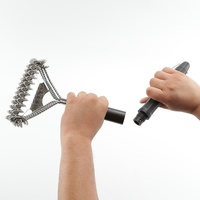 Brosse de nettoyage de barbecue en acier inoxydable poli OEM la plus vendue, détachable, avec 3 ressorts interchangeables et manche en PP