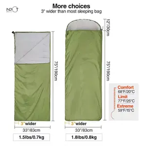 حقيبة نوم محمولة للتخييم في الهواء الطلق من NPOT حقيبة نوم مقاومة للماء للسفر حقيبة نوم للكبار