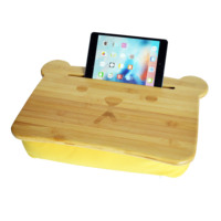 Support portable pour ordinateur portable avec tapis de souris et emplacement pour tablette, plateau de lit en bois grainé, support rembourré pour ordinateur portable pour le bureau à domicile