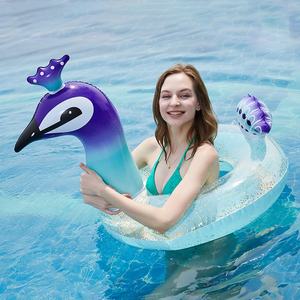 BS-s Mini juguete multicolor fluorescente brillo Pastel sirena perro anillo de natación - Product Image 3