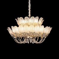Lustre en cristal de luxe européen, design à double pétale, pour salon, LED or/blanc, dimmable, garantie de 2 ans