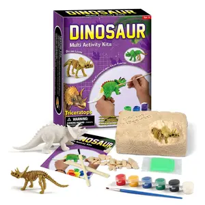 dig and diy mini world toy triceratops skeleton toy Plastic Dino Fossil Model Kit for sale Multi Activity Kits three in one