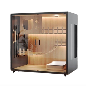 Katı ahşap düğme kapatma çevre dostu kedi kabine özel Modern küçük hayvan evi Pet kafesleri kapalı kedi mobilya - Product Image 1