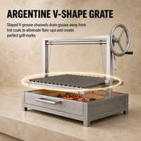 Grill argentin en acier inoxydable de qualité gastronomique avec grilles à double couche pour un contrôle professionnel de la chaleur