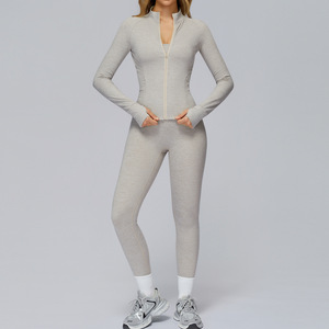 Chaqueta con Cierre, Ropa Deportiva Moderna para Gimnasio y Yoga, Corte Holgado, Manga Larga, Poliéster, Ropa para Fitness y Yoga - Product Image 5