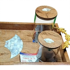 Handmade Acrylic Food Storage <b>Container</b> Candy Jar Set MOP Inlay Wooden Tray Luxury Business Gift Package Classic 150mL Small - Product Image 1