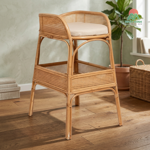 Cambiador de dos niveles hecho de ratán natural para bebés. Muebles para bebés. Seguro y resistente. - Product Image 3