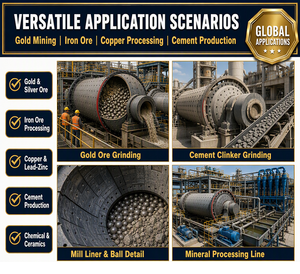 <strong>Mining</strong> Ball Mill Equipment Gold Ore Grinding Machine, for Gypsum Cement Clinker Limestone - Product Image 6