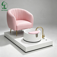 Jincheng Mobilier de salon de manucure sans tuyau Massage relaxant rose de luxe Spa des pieds Chaise de thérapie des pieds sans bol