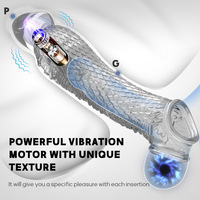 Manchons réutilisables pour hommes pour retarder l'éjaculation, avec anneau vibrant pour pénis, manchon extenseur de pénis doux pour agrandir le pénis