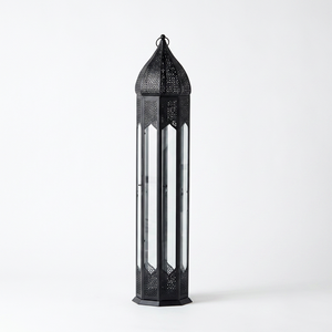 Manufacturers Tall Black Moroccan Metal <b>Candle</b> <b>Lantern</b> Handmade for Ramadan Home Floor Decorations - Product Image 4