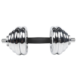 Ensemble d'haltères OEM 20 <span class=keywords><strong>kg</strong></span> avec disques de poids en <span class=keywords><strong>fonte</strong></span>, poignée dentelée, fermoirs étoile et tube de connexion pour entraînement de musculation en salle de sport - Product Image 4