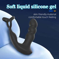 Masseur de prostate pour hommes, vibrateur anal en silicone rechargeable avec poignée annulaire, stimulation puissante du périnée, jouet sexuel pour le plug anal