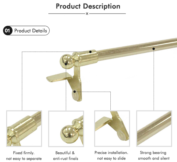 Top Sale Cafe Curtain Tube Modern Easy Build Metal Window Steel Cafe Curtain Rod Cafe Curtain Rod for Homes Decoration