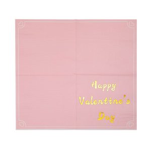 Valentine's Day Napkins Pink Gold Foil Square Medium Size For Hotels Restaurants - Product Image 5
