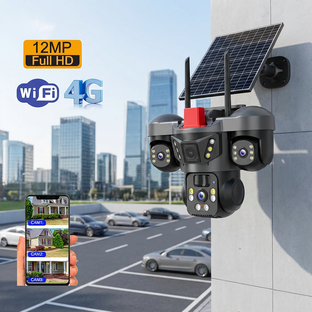 V380 Pro Solar Powered Outdoor IP Camera WIFI & 4G Auto Motion Detection Night Vision & Two Way Audio Ptz  3k Resolution