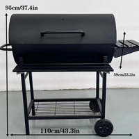 Barbecue fumoir au charbon de bois, barbecue robuste en émail avec étagères pliantes et roues pour la restauration en extérieur