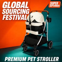 Poussette pliable pour animaux de compagnie, imperméable, à une touche, X6 crème, pour chien et chat, avec roues amortissantes, doublure lavable, porte-gobelet, 25 kg