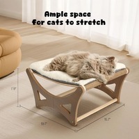 Cadre en bois surélevé de lit hamac chat en bambou de qualité supérieure avec perchoir de couchage confortable