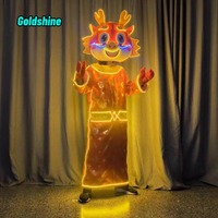 Costume de Mascotte LED Dragon Year God Wealth en Forme de Poupée de Dessin Animé pour Spectacles, Halloween, Noël, la Saint-Valentin et le Nouvel An