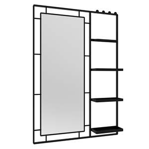 BEAUTME <span class=keywords><strong>specchio</strong></span> da bagno nero per sopra il lavandino, rettangolo incorniciato specchi da parete <span class=keywords><strong>con</strong></span> supporto di stoccaggio bagno <span class=keywords><strong>con</strong></span> mensola e ganci - Product Image 6
