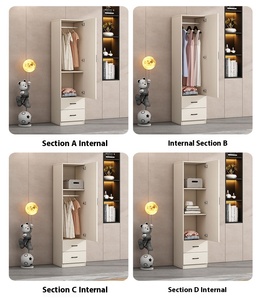 <span class=keywords><strong>Armoire</strong></span> de rangement en bois massif de style moderne pour petits appartements pour chambres d'enfants Assemblage simple requis - Product Image 3