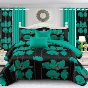 Ensemble de literie en gros de 12 pièces, motif floral, housse de <span class=keywords><strong>couette</strong></span> avec rideaux assortis, drap-housse, personnalisé pour le commerce extérieur - Product Image 6