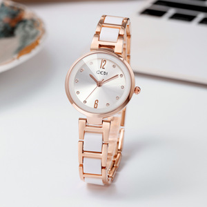 Montre à quartz à disque en céramique, montre à quartz étanche pour femme - Product Image 5