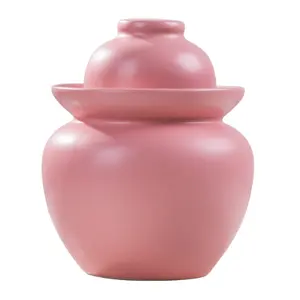 Wholesale modern pink porcelain fermentation crock jar pickle tank for kitchenware