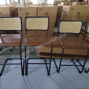 Comodo tempo libero Vintage argento cromato gambe in metallo Rattan retro <span class=keywords><strong>Cesca</strong></span> sedie da cucina - Product Image 6