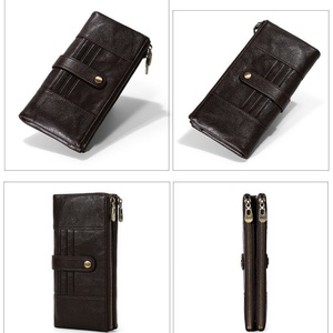 Wholesale for Fashion Genuine Leather Custom Women's Vintage RFID Thread Pattern Short <b>Wallet</b> Polyester Lining Open Closure - Product Image 2