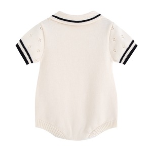 Combinaisons en tricot pointelle pour bébé, manches courtes, coton, couleur neutre, barboteuses en tricot pour bébé - Product Image 4