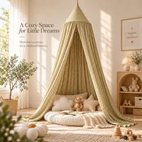 Tente de lit conique pour enfants en coton 100% à carreaux vert crème, écologique, toutes saisons, style pastoral coréen, suspendue au plafond