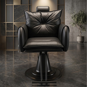 Chaise de salon de coiffure de luxe avec pompe hydraulique, base dorée, dossier haut, pivotant à 360 degrés, hauteur réglable, design moderne - Product Image 2
