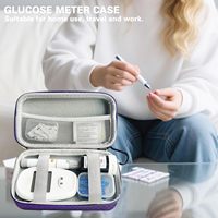 Étui de voyage rigide grande capacité pour fournitures diabétiques, organisateur de rangement en EVA pour lecteur de glycémie, lancettes, bandelettes de test et flacons