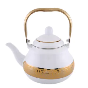 Chaleira de chá de ferro fundido esmaltado, melhor venda de 2020 ecológica em forma de pear, chaleira de chá com alça de ouro