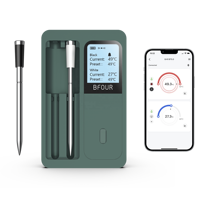 Thermomètre alimentaire intelligent sans fil Bluetooth à double sonde en métal avec une portée de transmission de 500 pieds pour la cuisson au barbecue et la cuisine