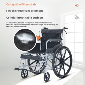 Todo terreno ultraligero peso plegable portátil transporte embarque viaje Manual silla de ruedas eléctrica Rollator caminar movilidad ayuda - Product Image 4